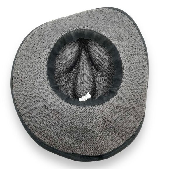 Madewell Wide-Brimmed Straw Fedora Sunhat in Faded Black | Gray Women’s Size S/M - Picture 11 of 16